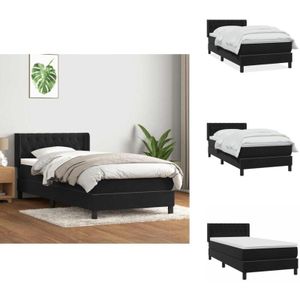 Vidaxl - Boxspringbett mit Matratze Schwarz 90x210 cm Samt - Boxspringbett - Boxspringbetten - Bett - Schlafzimmerbett