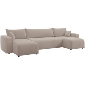 Selsey Pianoni - Wohnlandschaft mit Schlaffunktion, Stauraum und Bouclé-Bezug, hellbeige