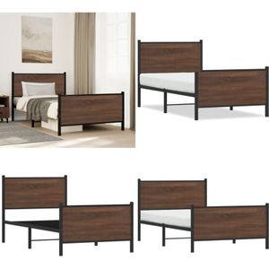 Vidaxl - Metallbett ohne Matratze Braun Eichen-Optik 100x200 cm - Metallbett - Doppelbett - Boxspringbetten - Bettsystem - Schlafraum - Home & Living