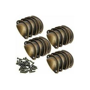 20 Stück Gelbbronze Antiker Schubladen-Muschelgriff Retro-Muschelgriff für Schubladenschranktür Kücheneisenschrankgriff Universeller