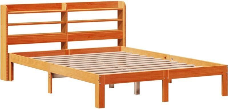 Massivholzbett ohne Matratze Wachsbraun 135x190 cm Kiefernholz Vidaxl