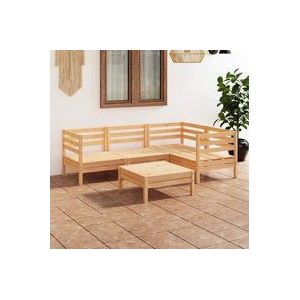 5-tlg. Garten-Lounge-Set Massivholz Kiefer
