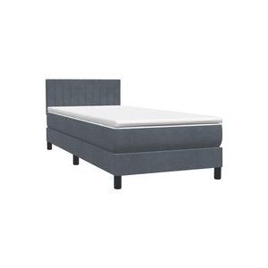 Vidaxl - Boxspringbett mit Matratze Dunkelgrau 90x220 cm Samt