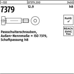 ISO 7379 Pass-Schulterschraube Schaftpassung h8 M5x12 Stahl 12.9 blank Innensechskant 50 Stk