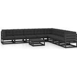 Vidaxl - 9-tlg. Garten-Lounge-Set mit Kissen Schwarz Massivholz Kiefer