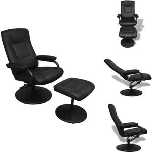Vidaxl - TV-Sessel mit Fußhocker Schwarz Kunstleder - Fernsehsessel - Ecksofa - Wohnzimmersofa - Ledercouch - Relaxsessel