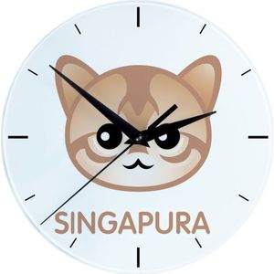 Singapura - MDF-Uhr mit Grafik und Beschriftung von Art-Dog