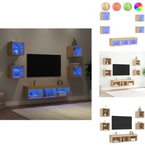 Vidaxl - 7-tlg. Wohnwand mit LED-Beleuchtung Sonoma-Eiche Holzwerkstoff - tv Möbel - Holzregal - Regal - Wohnwand - Schlafzimmermöbel