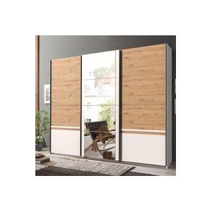 Lomadox - Schlafzimmer Schwebetürenschrank mit Spiegel in weiß mit Artisan Eiche Nb. GRANADA-43, b/h/t ca. 270/210/64 cm