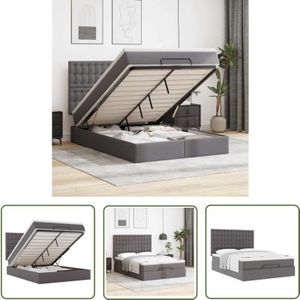 VidaXL Ottoman-Bett mit Matratze Grau 140x200 cm Kunstleder