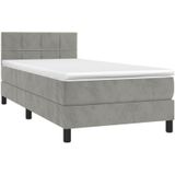 Boxspringbett mit Matratze & LED Hellgrau 80x200 cm Samt vidaXL