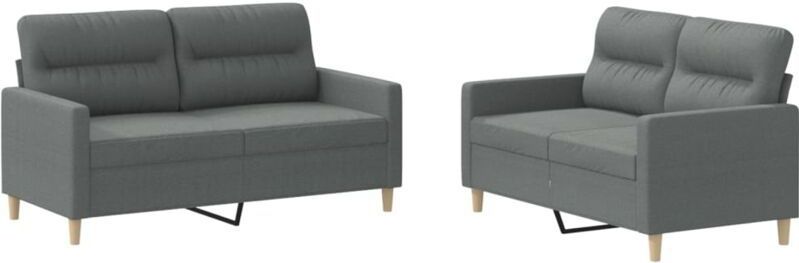 Vidaxl - 2-tlg. Sofagarnitur mit Kissen Dunkelgrau Stoff