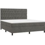 Jinlefu - Boxspringbett mit Matratze & led Dunkelgrau 180x200 cm Samt vidaXL