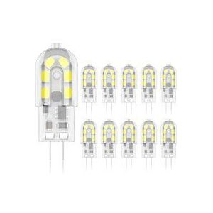 Memkey - G4 2 w LED-Glühbirne, entspricht 20 w Halogenlampen, Kaltweiß 6000 k, 200 lm, 12 x smd, 12 v ac/dc, 10 Stück [Energieklasse a+]