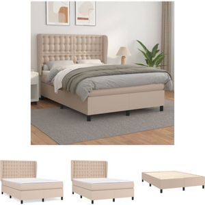 Boxspringbett Matratze Cappuccino-Braun 140x200cm Kunstleder - Betten & Bettgestelle - Braun - The Living Store