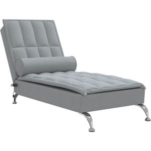 Vidaxl - Massage-Chaiselongue mit Nackenrolle Hellgrau Stoff