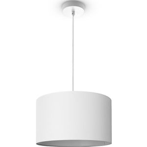 Paco Home - Deckenleuchte Wohnzimmer Pendelleuchte Esstisch Esszimmerlampe E27 Uni Stoff Pendelleuchte - Weiß, Weiß (Ø38 cm)