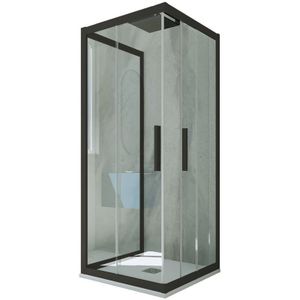 Forte - 3-seitige Duschkabine 75x100x75 Klarglas Matt-Schwarz Kolors Trio