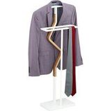 Herrendiener, für Anzug & Hose, Holz Metall Mix, Schlafzimmer, Kleiderbutler, hbt 107 x 48 x 20 cm, weiß/natur - Relaxdays
