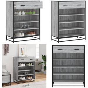 Schuhschrank Grau Sonoma 75x38x97,5 cm Holzwerkstoff Metall - Vidaxl