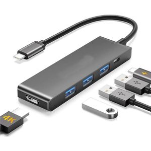Trade Shop - TYP-C 5-IN-1 HDMI 4K THUNDERBOLT 3-KOMPATIBEL MULTIFUNKTIONALER USB-HUB Q-HU90 -