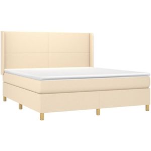 Boxspringbett mit Matratze Creme 180x200 cm Stoff vidaXL