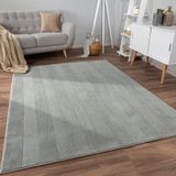 Teppich Wohnzimmer Kurzflor Rutschfest Skandi Boho Design Einfarbig Geometrisch 160x220 cm, Grau - Paco Home