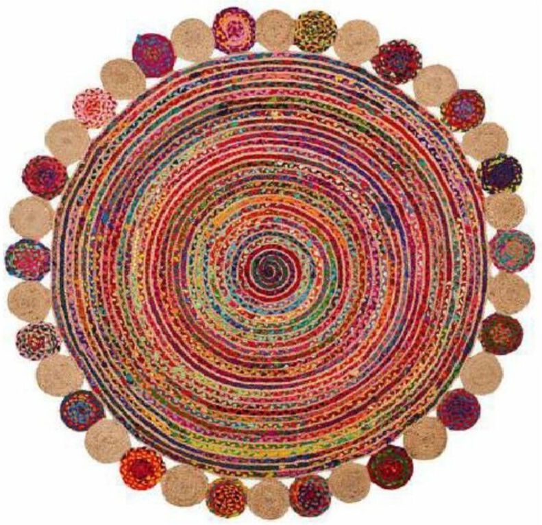 Juteteppich Dkd Home Decor mehrfarbig Baumwolle (160 x 160 x 1 cm)