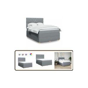 Vidaxl - Boxspringbett mit Matratze Hellgrau 140x190 cm Stoff