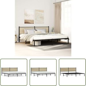 VidaXL Metallbett ohne Matratze Sonoma-Eiche 200x200 cm
