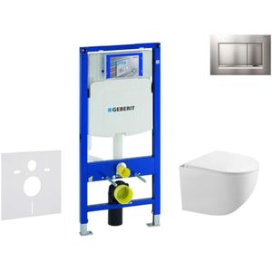 Geberit Duofix - Set Vorwandelement, Gaia-WC mit Softclose-Sitz und Sigma30-Betätigungsplatte, Chrom matt/Chrom SANI11CA1128