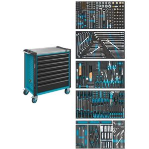 Hazet - Werkstattwagen Assistent, Schubladen, flach: 7 x 81 x 696 x 398 mm, Schubladen, hoch: 1 x 166 x 696 x 398 mm, Anzahl Werkzeuge: 321, Art.Nr.