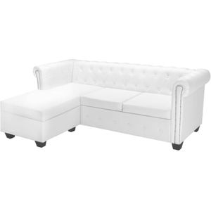 Torana - Chesterfield-Sofa L-Form Kunstleder Weiß