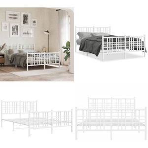 Vidaxl - Bettgestell mit Kopf- und Fußteil Metall Weiß 140x200 cm - Metallbett - Doppelbett - Boxspringbetten - Bettgestell - Weißes Bett - Home &