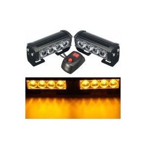 Gabrielle - Blitzlichter, 2er-Pack, 8 LEDs, Notfall-Blitzlicht, hohe Helligkeit, blinkendes Warnlicht, 12 v, GM-LKW-Anhänger (gelb)