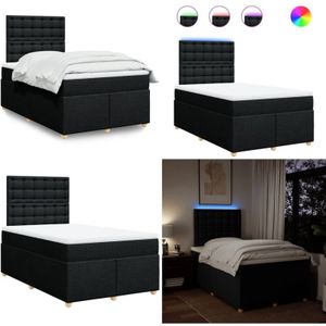 vidaXL Boxspringbett mit Matratze Schwarz 120x190 cm Stoff