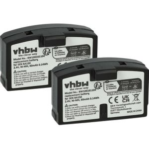Vhbw - 2x Akku kompatibel mit Sennheiser A200, hdi 380, hdi 302, HDR6, HDR4, HDR30 Wireless Headset Kopfhörer (60 mAh, 2,4 v, NiMH)