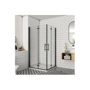 120x70x195cm Schwarz Faltbar+drehbar 6mm Nano esg Glas Duschkabine Duschabtrennung - Schwarz