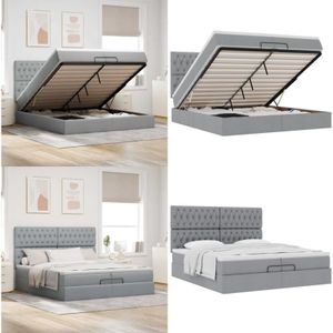 vidaXL Ottoman-Bett mit Matratzen Hellgrau 200x200 cm Stoff