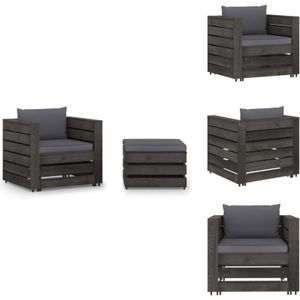 Vidaxl - 2-tlg. Garten-Lounge-Set mit Kissen Grau Imprägniertes Holz - Gartenmöbel - Lounge-Set - Outdoor Möbel - Holzmöbel - Palettendesign
