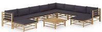 Vidaxl - 11-tlg. Garten-Lounge-Set mit Dunkelgrauen Kissen Bambus