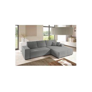 Fun Moebel - Ecksofa Schlafsofa corunia Stoff Poso Graublau Ottomane Rechts