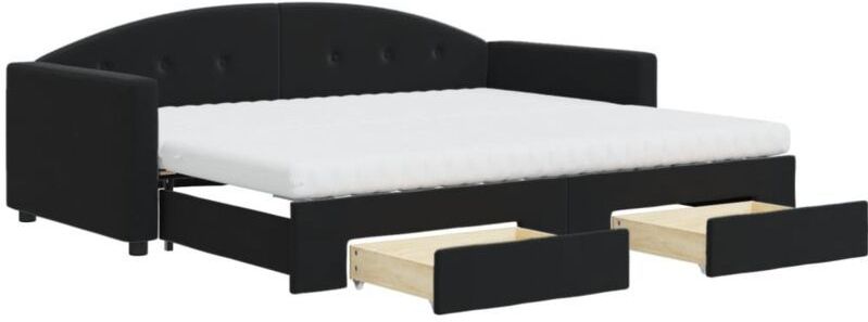 Vidaxl - Tagesbett Ausziehbar mit Schubladen Schwarz 90x190 cm Samt