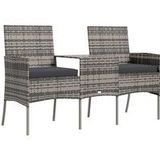 2-Sitzer-Gartensofa mit Teetisch Poly Rattan Anthrazit Vidaxl