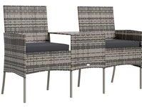 2-Sitzer-Gartensofa mit Teetisch Poly Rattan Anthrazit Vidaxl