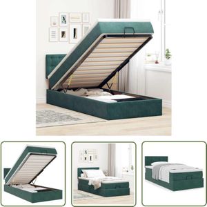 VidaXL Ottoman-Bett mit Matratze Dunkelgrün 100x200 cm Samt