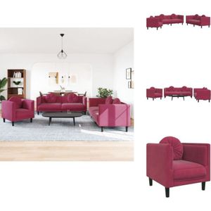 Vidaxl - 3-tlg. Sofagarnitur mit Kissen Weinrot Samt - Samtsofa - Wohnzimmersofa - Garnitur - Couchtisch - Lounge Möbel