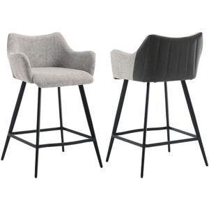 Wahson Office Chairs - Barhocker für Küche aus Leinen Kunstleder mit Lehne Grau 2er Set Wahson