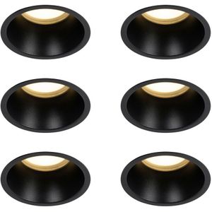 Set mit 6 schwarzen Einbauleuchten GU10 70 mm IP44 - Dept
