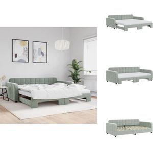 Vidaxl - Tagesbett Ausziehbar mit Matratzen Hellgrau 100x200 cm Samt - Sofa - Schlafsofa - Gästebett - Tagesbett - Doppelbett